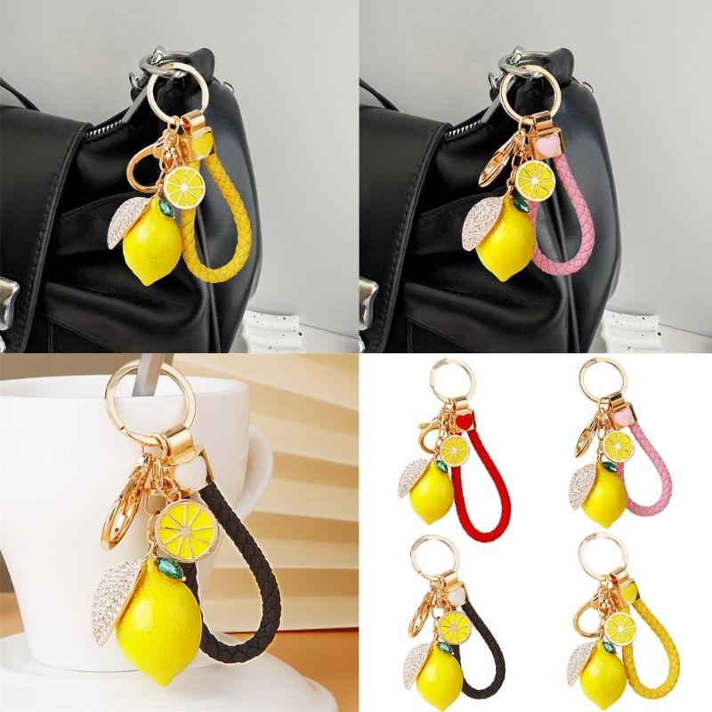 Živá klíčenka s citronem a 4 možnostmi šňůrky Pevný kovový materiál Kompaktní 10,5 cm Pro každodenní nezbytnost