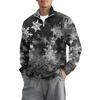 Men's Loose Casual 1/4 Zip Sweatshirt Fashion Printed Long Sleeve Top With Pockets