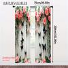 2pcs   Curtain Fabric 2D print Butterflies and pink roses Versatile Durable Polyester (without rod) Decorations For Home Use for
