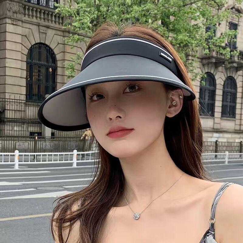 Women Summer Wide Brim Sun Hat Outdoor Ponytail Empty Top Uv Protection Cap Female Lady Tour Beach Foldable Sunscreen Hats