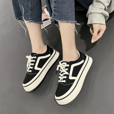 Sapatos da moda para mulheres cano baixo vulcanizado lona plataforma tênis preto rasos tênis feminino clássico estudante pequeno casais skate
