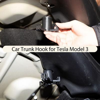 Car Trunk Hook for Tesla Model 3 Heavy Duty Strong Load Bearing Black Auto Garbage Grocery Bag Hanger Car Interior Modification Accessories
