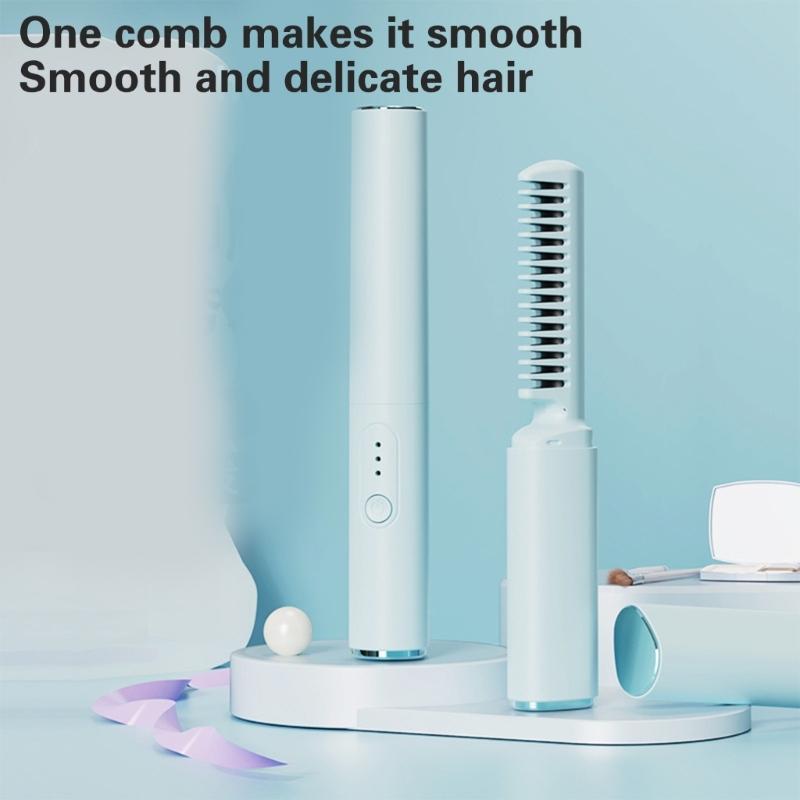 Travel Friendly Anti Scald Hot Comb with Cordless Rechargeable 3 Adjustable Heat Setting Hair Styling Accessories