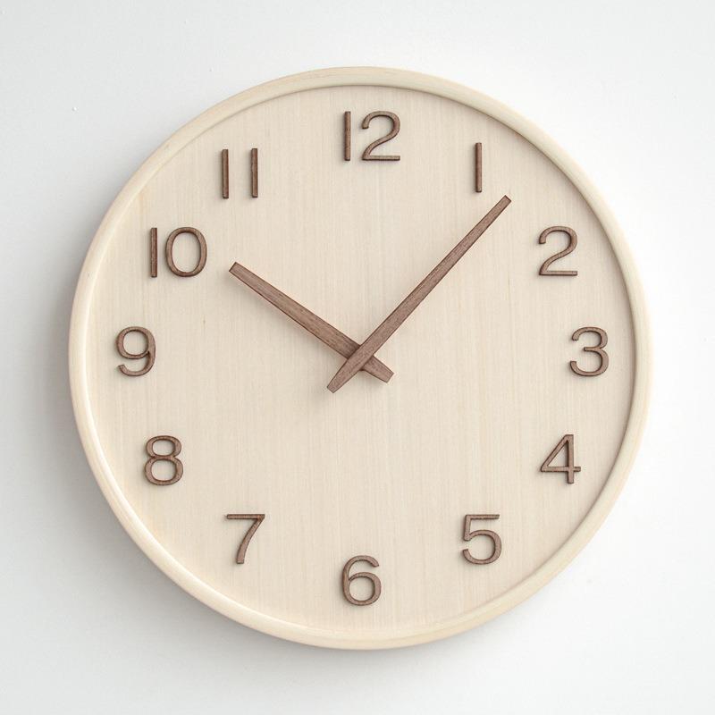 Japan Style Noiseless Wooden Wall Clock Simple Retro Decorative Timepiece for Living Room Home Decor Brief Wood Watch
