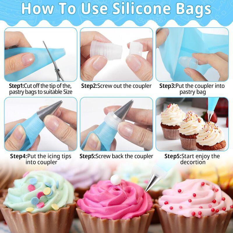 322-Piece 325-Piece Cake Decorating Kit With Turntable Piping Tips Disposable Bags Home Bakery