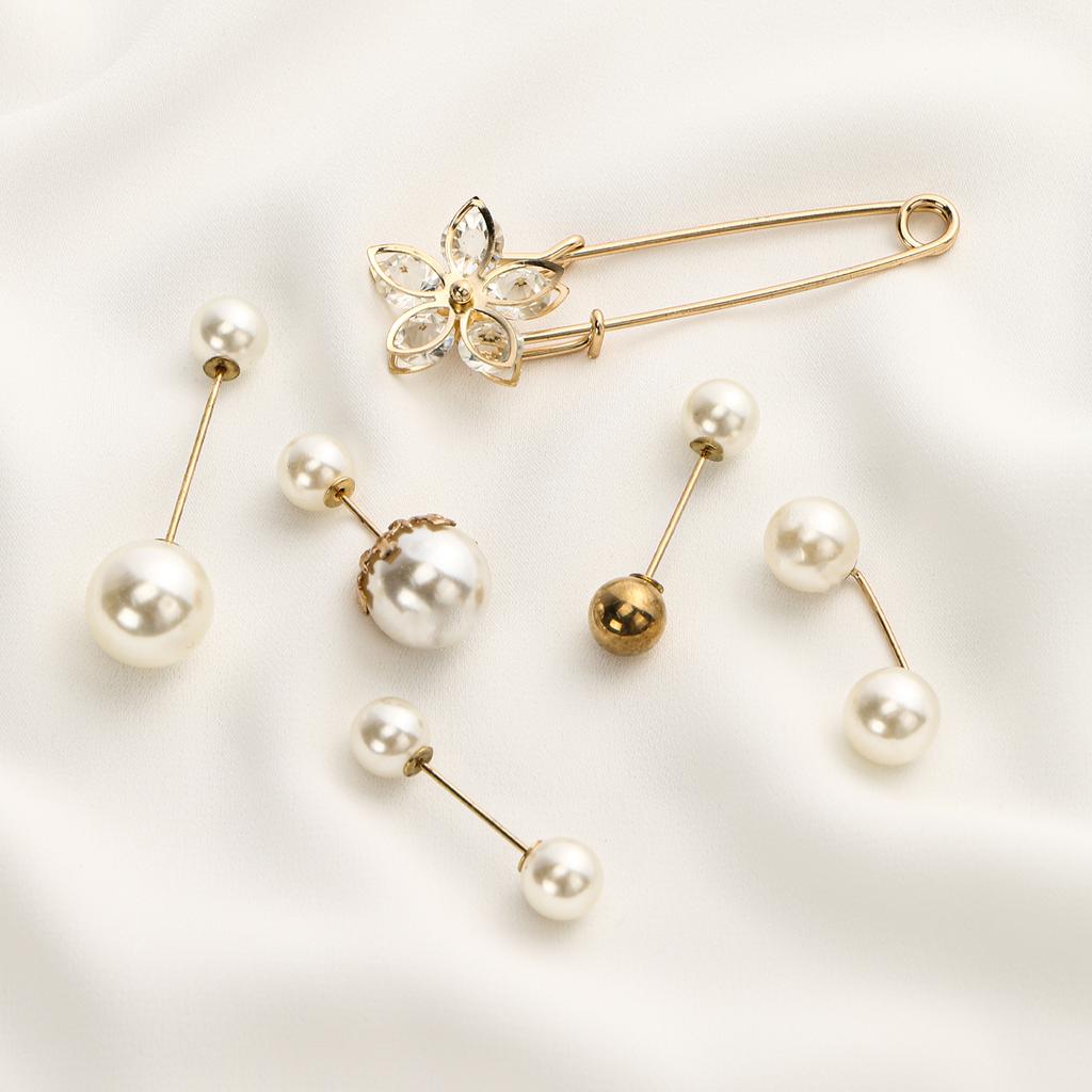 Women Hijab Scarf Brooch Pin Ladies Decorated Safety Pins Tighten Waist Jeans Pins Button Clothing Accessories