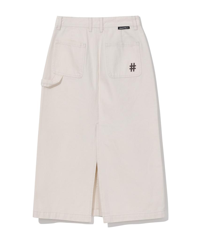 Vintril Sunday Fatigue Denim Long Skirt (Sand)