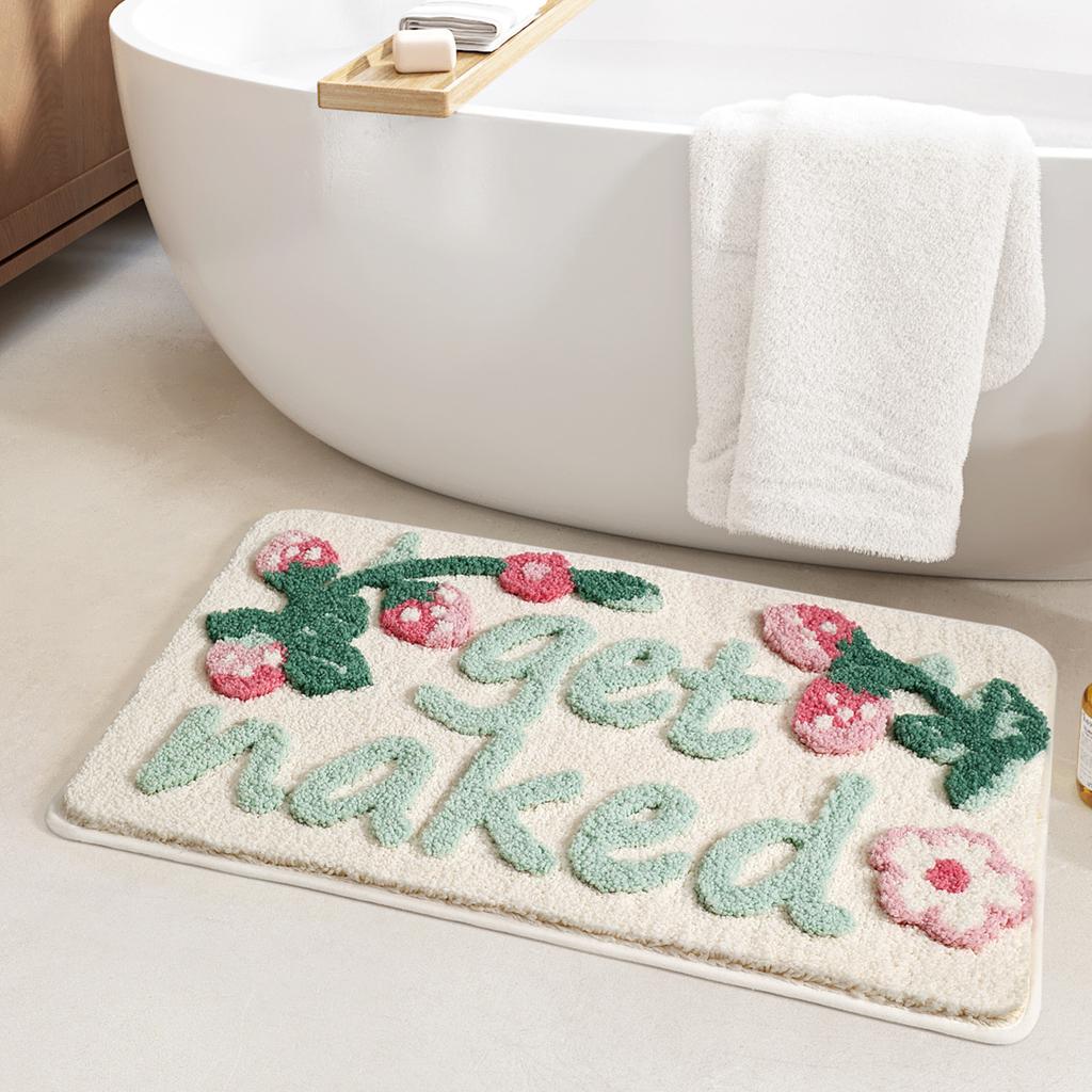 Simple Letter Bath Mats Strong Absorbent Bathroom Rug High Weight Flocking Bathroom Non-slip Foot Mat Washroom Floor Mat
