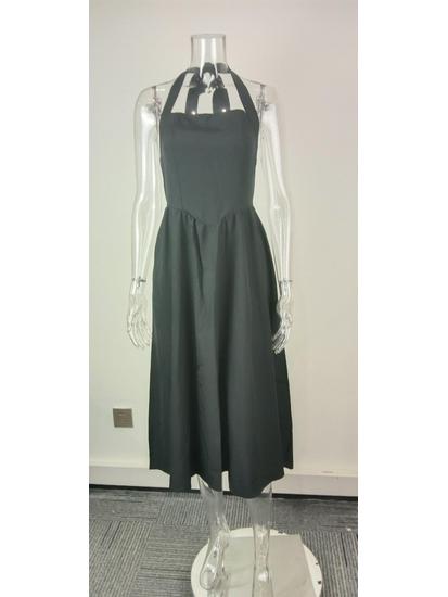 2026 Spring Elegant Spaghetti Strap Backless Dress - European & American Fashion