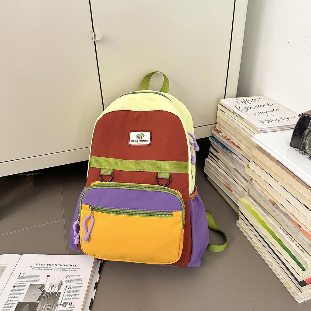 Modny plecak dziecięcy w bloki kolorystyczne - Uroczy i wytrzymały dla chłopców i dziewcząt ze szkoły podstawowej