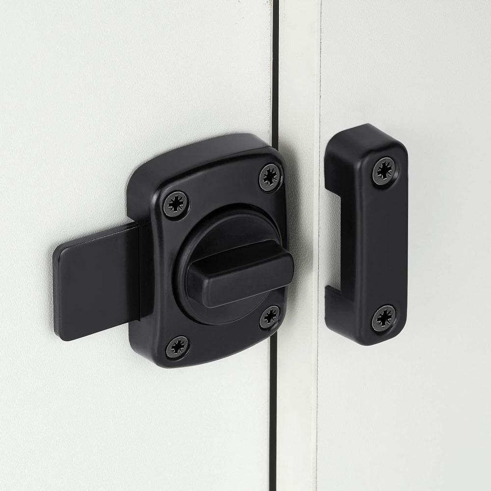Rotate Bolt Door Lock Latch Black Gate Latches Portable Zinc Alloy Latch  Worker