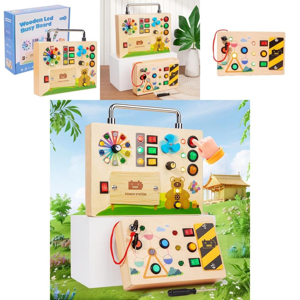Hölzernes Switch-Spielbrett Kinder-Puzzle-Spielzeugset Mit LED-Leuchten Für Frühe Kindheit Lernen Und Entwicklung