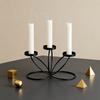Cast Iron Candle Holder Decoration Home Office Living Room 3-Arm Candlestick Metal Tealight Candle Stand Dining Table Centerpiece Ornament