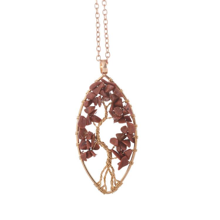 

Natural Gravel Geometric Irregular Tree Of Life, Crystal Fortune Tree Necklace N145