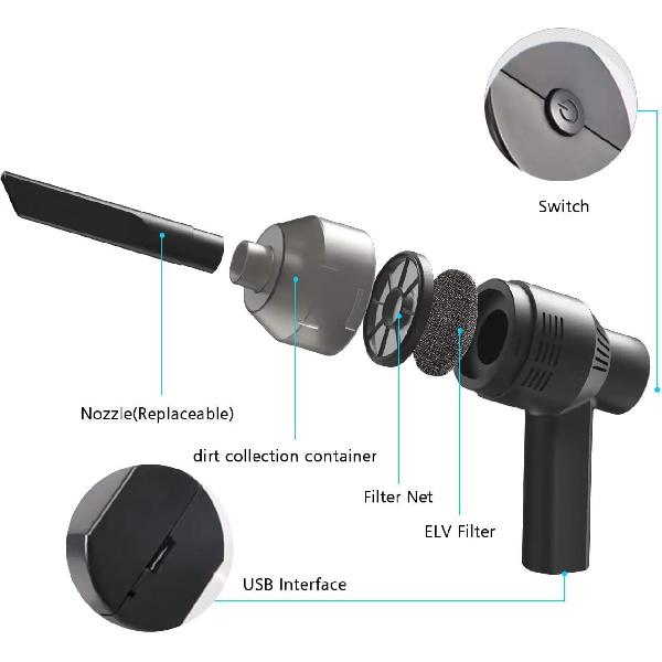 [Ulepszenie] Mini Odkurzacz Bezprzewodowy Odkurzacz do Klawiatury Akumulatorowy, do Czyszczenia Kurzu, Włosów, Okruchów, Ścinków z Gumki, Laptopa, Domku dla Zwierząt, Maszyny do Szycia