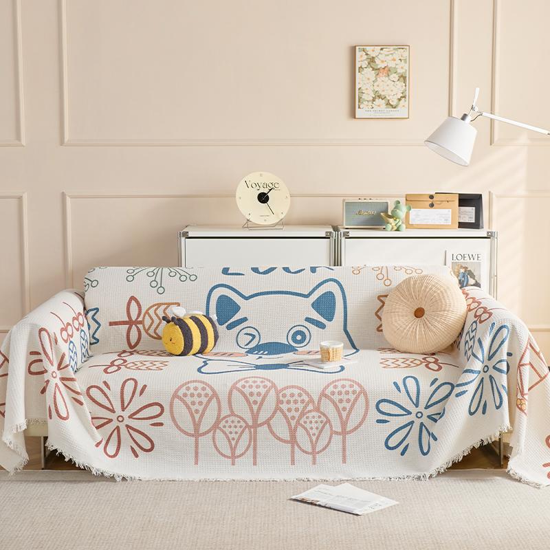 Prosop drăguț de canapea cu iepuraș, prosop din pânză pentru husă de canapea, husă de canapea leneșă, anti zgârieturi de pisici all inclusive, pernă universală de canapea pentru toate anotimpurile