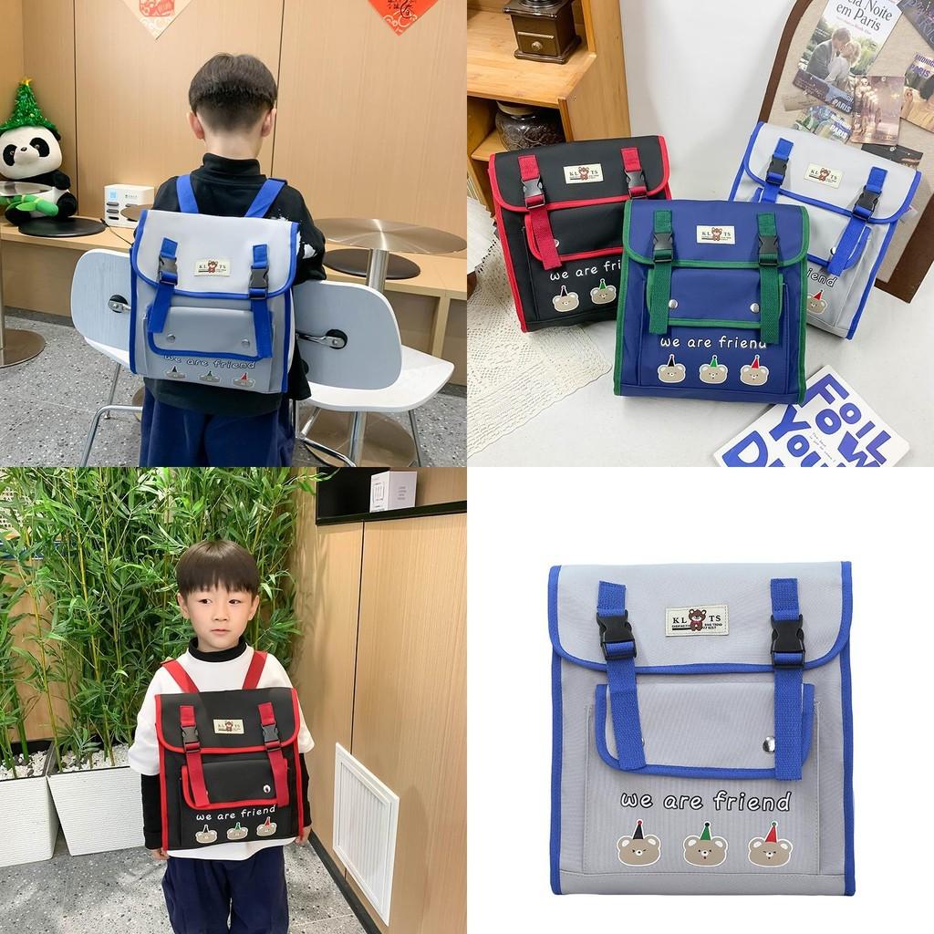 Adorable Cartoon Bear Nylon Backpack For Kids With Breathable Design And Trendy Color Blocking