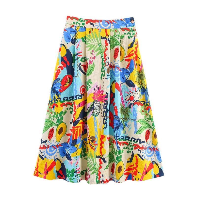 Kaslead New Women Clothes Western Style Fashion Print Short Top Skirt 86641358669135