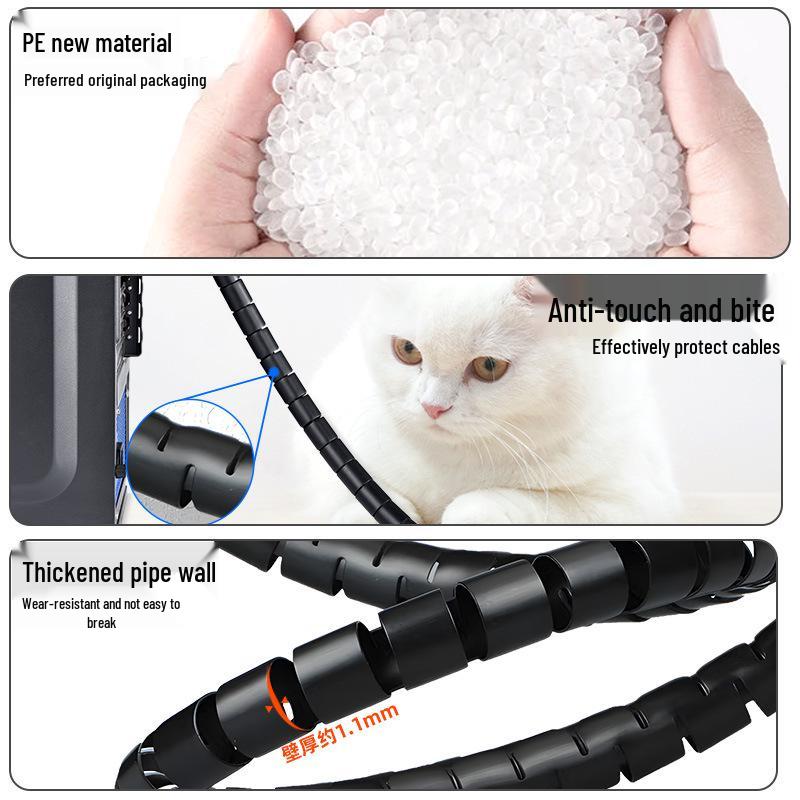 

Open Cable Wrap Tube: Anti-Bite Wire Organizer & Protective Sleeve 8mm White (2m + Clip)
