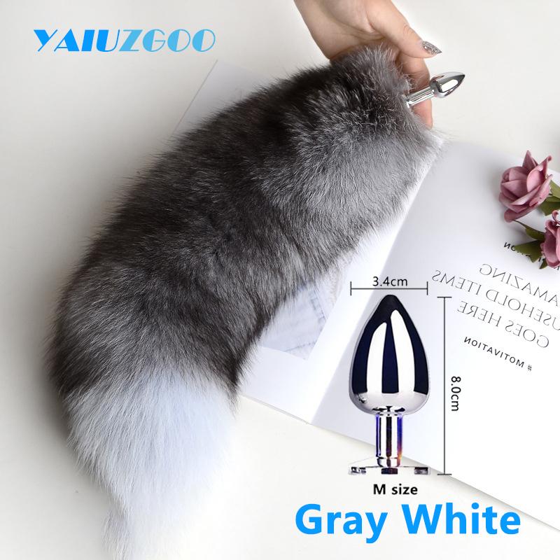 Separable Anal Plug Fox Tail Woman Cosplay Play Toy Natural Long Fox Tail Butt Plug Anal Sex Toys for Adult Products Couples