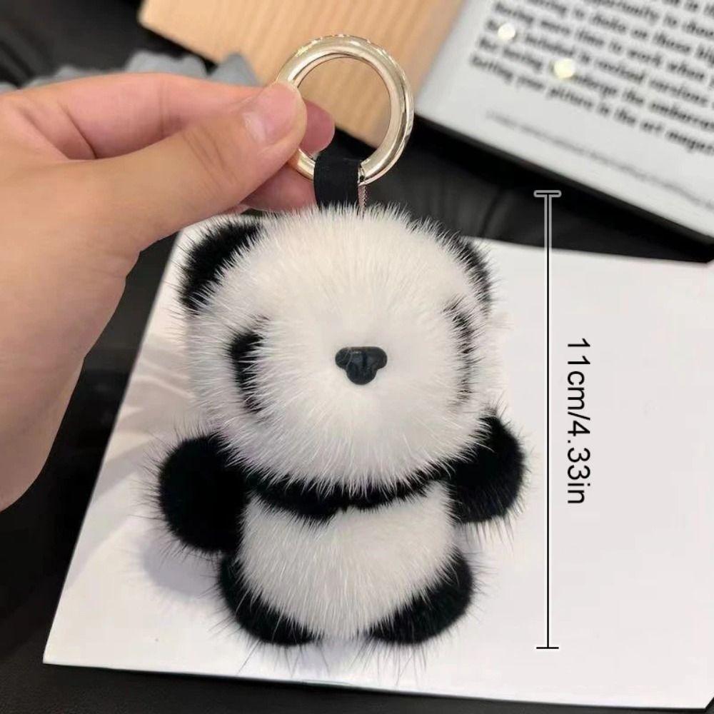 Animal Dolls Panda Furry KeyChain Imitation Mink Fur Mink Hair Keyrings  Bag Charm