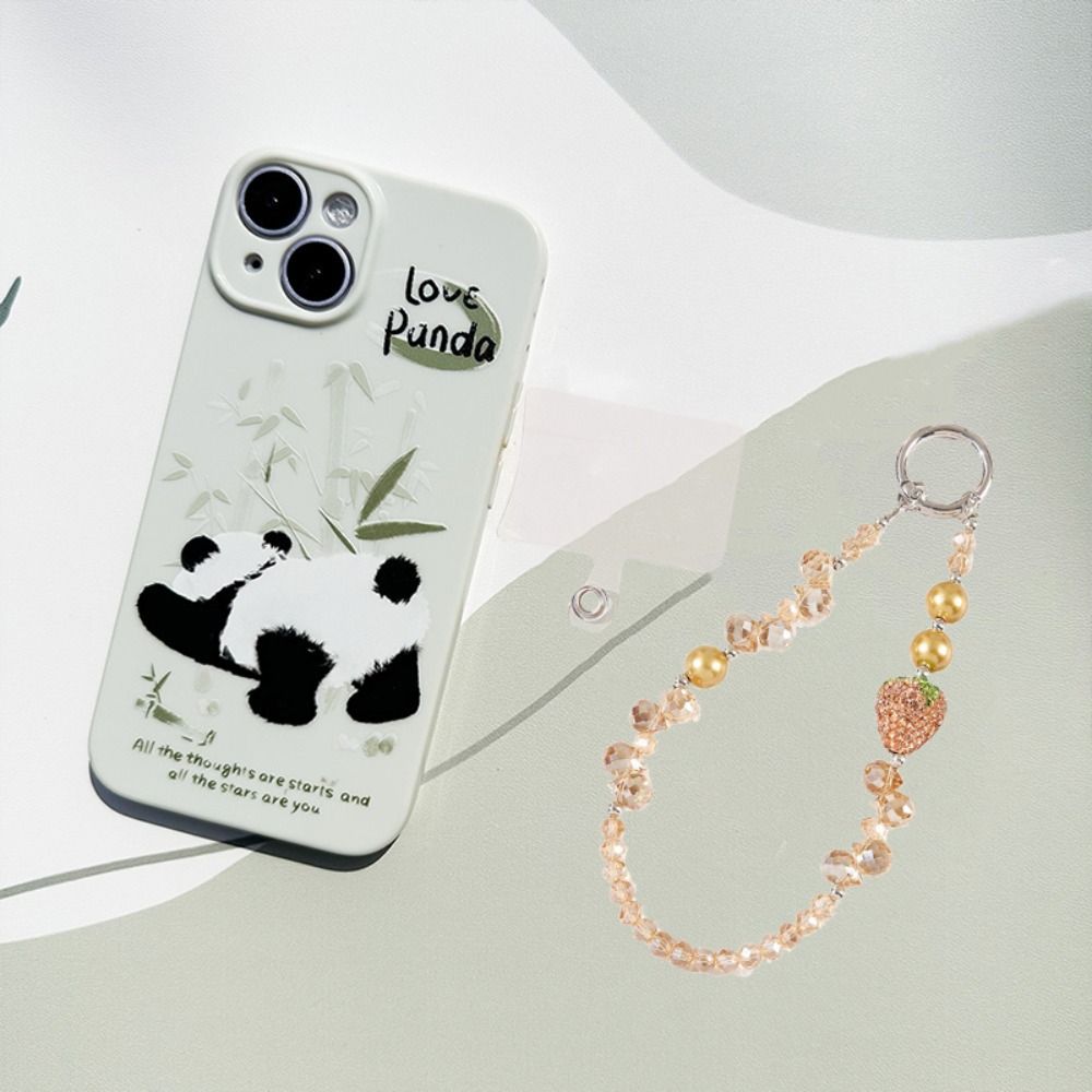 Anti-lost Bling Strawberry Phone Chain With Clip Pearl Mobile Phone Lanyard  Christmas Gifts