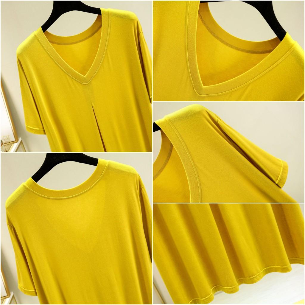 Dress Vneck Casual Summer Modal Short Sleeves Plus Size Fullskirted Dresses Loose Long Sleepdress