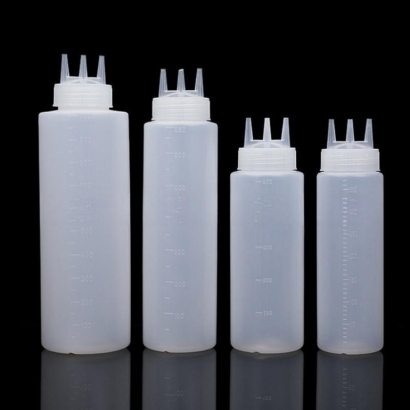 

Three headed squeeze sauce bottle, multi headed squeeze sauce bottle, seasoning sauce bottle, seasoning bottle, three headed poi