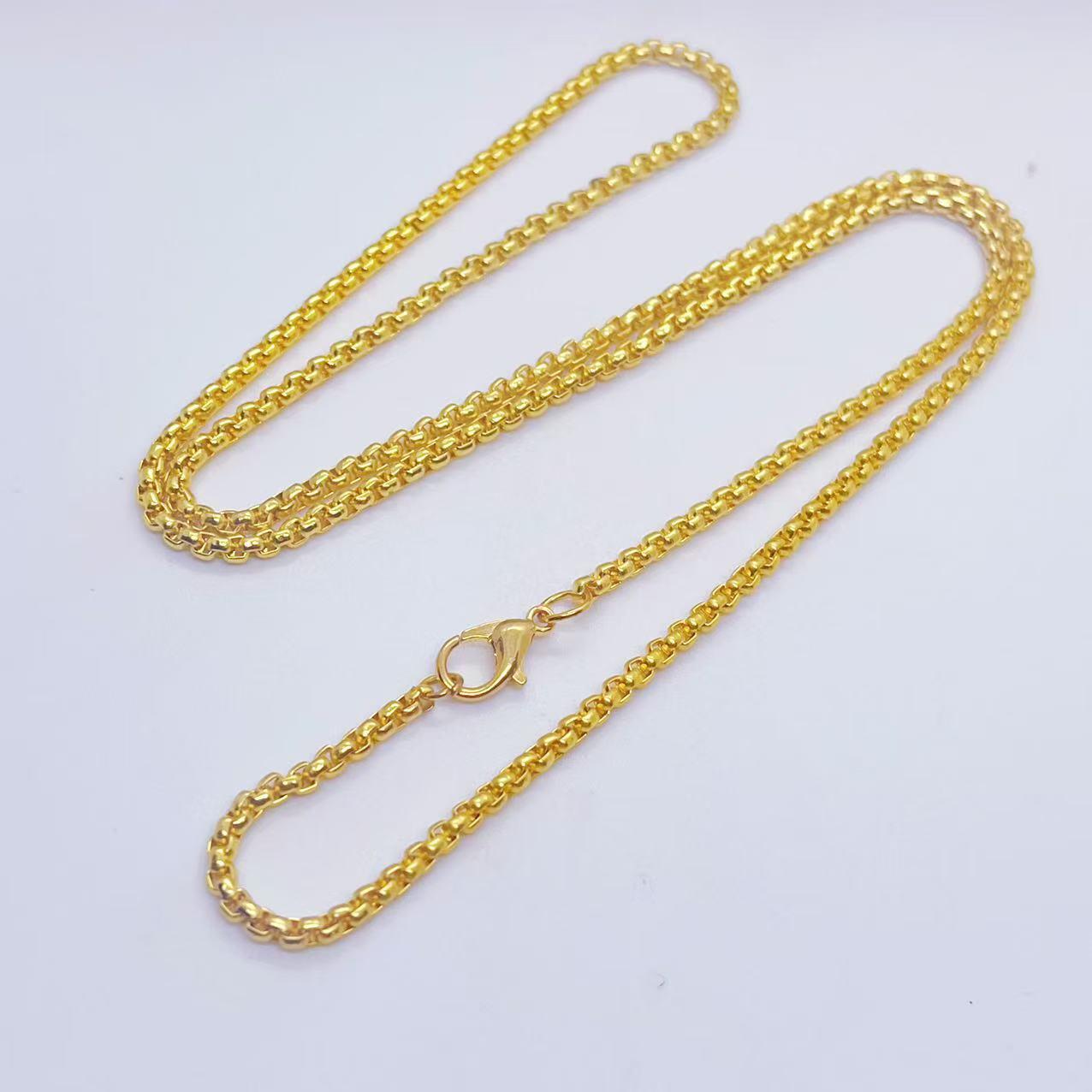 

Unisex Vietnamese Sand Gold Chain Necklace – Classic, Versatile Electroplated Gold Pendant Jewelry