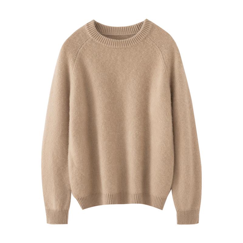 Women's Round Neck Cashmere Sweater - Thick, Soft, Versatile Pullover for Autumn & Winter