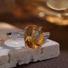 Elegant Fashion Ring: S925 Sterling Silver with Natural Yellow Crystal Gemstone
