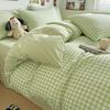 Washed Cotton Plaid Duvet Cover Bedding Set