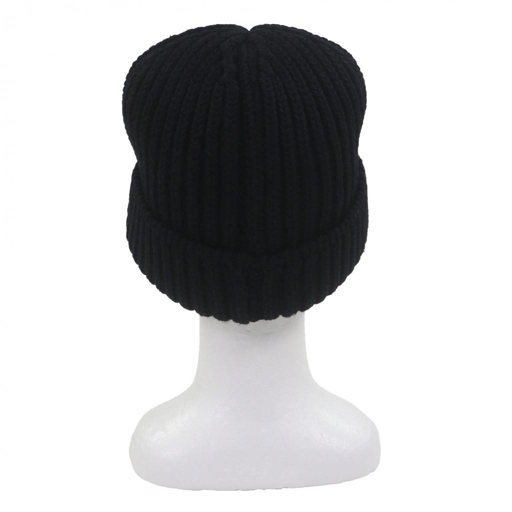 Great PRADA Knit cap black Virgin wool mens L UMD446 Used