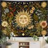 2D Sun Face Tapestry 2D Printing Floral Moon Phases Living Room Bedroom Wall Decor