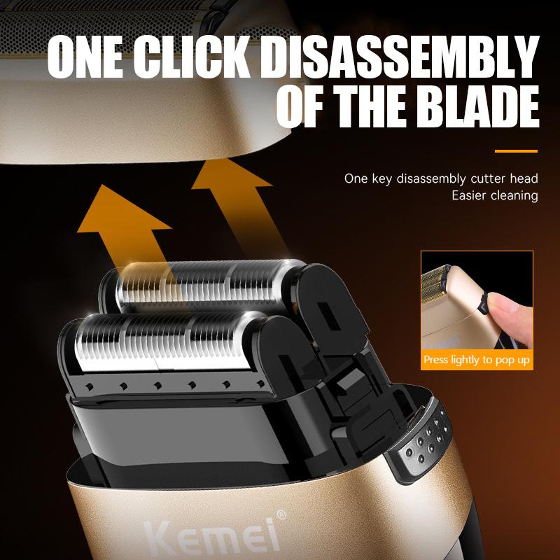 Kemei shaver double-layer reciprocating optical head artifact LCD digital display USB professional electric shaver KM-3209