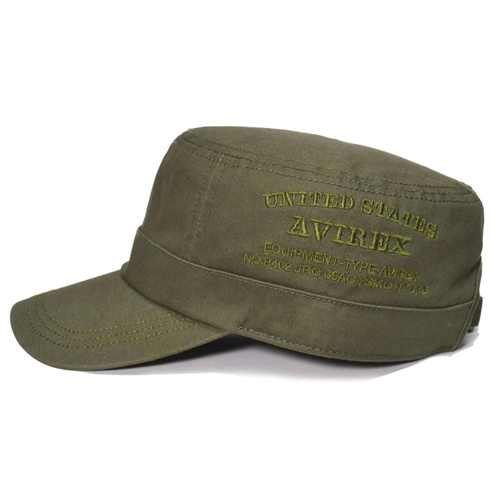 AVIREX Cotton Embroidered Work Simple Style Size Cap, (Regular (Approx. 57-59cm), Khaki)