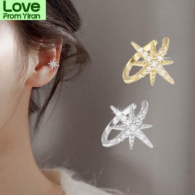 Enkel stjerneformet zirkon øreklem for kvinner Sjarmerende krystall klips-på øredobber Øreklem uten hull Øredobber Smykker Gaver