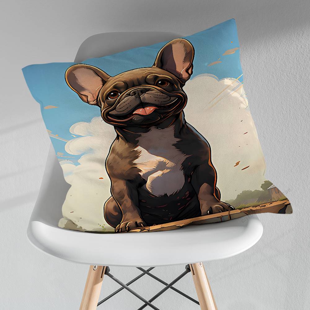 Cartoon Drench Bulldog Pillow Case For 30x30cm45x45cm55x55cm For Home Bedroom Decoration And Protector