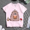 Summer Boys and Girls Children's T-shirt Cute Cat Cat Novel Cartoon Print Primary School Short Sleeve Parent-child Clothing
