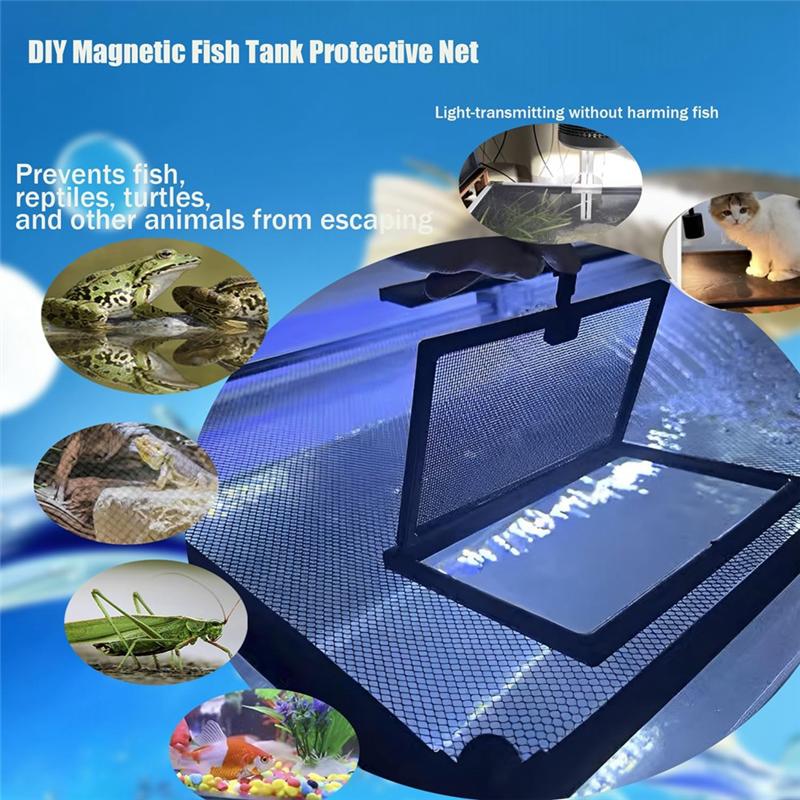 AD23-DIY Magnetic Aquarium Lid Fish Tank Hood Top Cover Anti-Jumping Net Cover Mesh To Protect Fish Jumping Out Of Fish Tan
