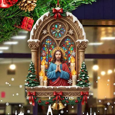 Christmas Jesus Ornaments Religious Acrylic Xmas Tree Hanging Ornaments Christian Keepsake Gift for Home