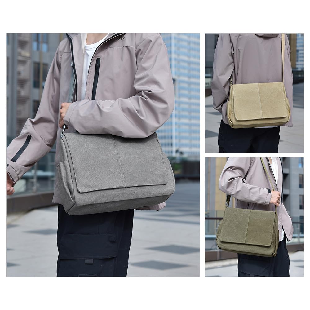 Whatna Taška Messenger z hrubého plátna s velkým obchodním prostorem, velikost A4 a přes rameno, ideální pro a velikost 820 Pánská klopa, taška, 15palcový notebook, voděodolná,