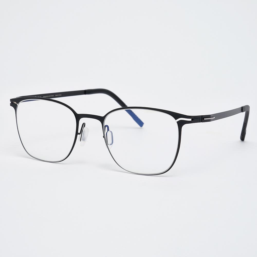 Alloaiweeo [The Air_Flat] Al8306 0909M Ultra-Lightweight Officer Square Black Eyeglass Frame