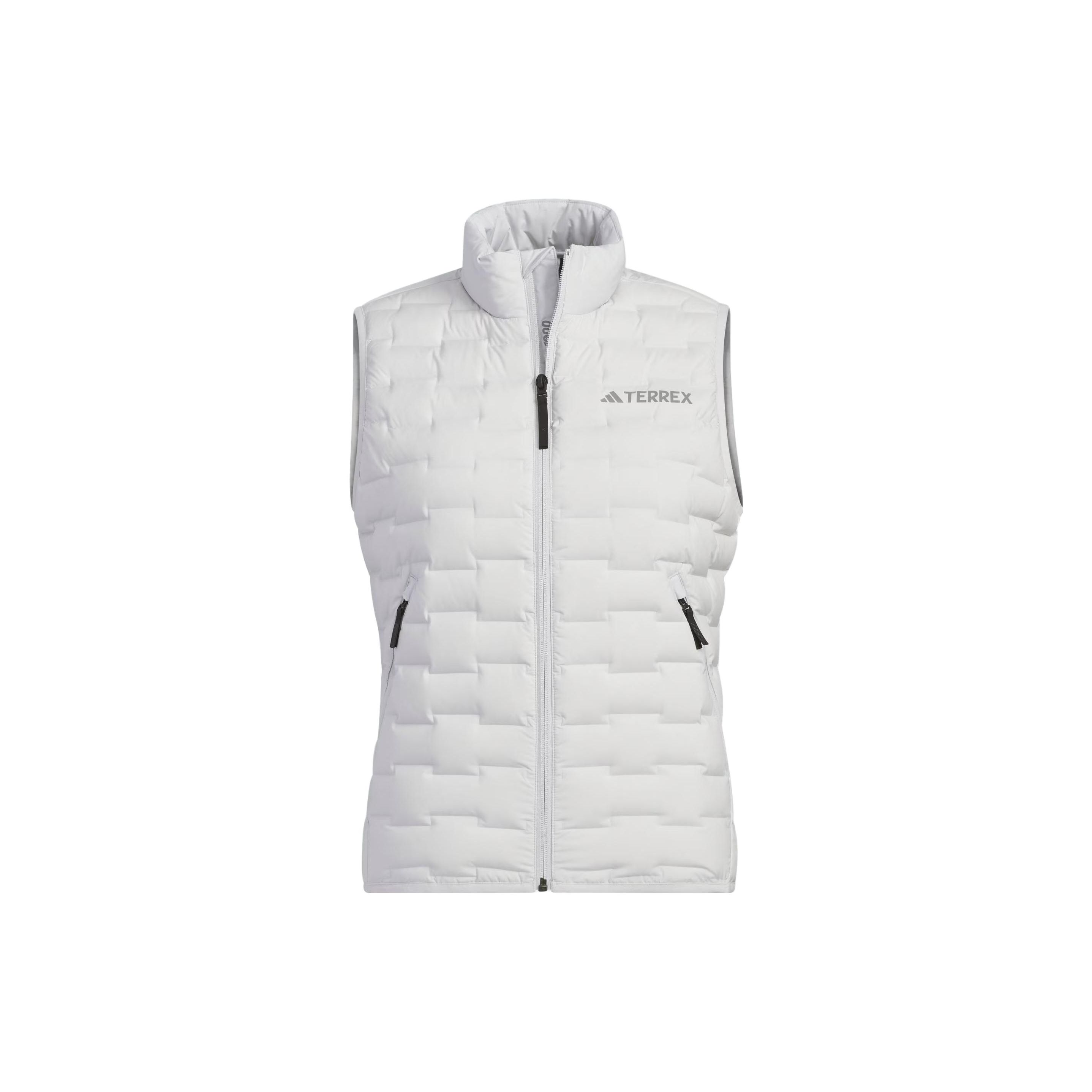 

Adidas Goose Down 800 Fill Solid Color Logo Outdoor Woven Baffle Down Vest Women Light Gray IT8691 XS