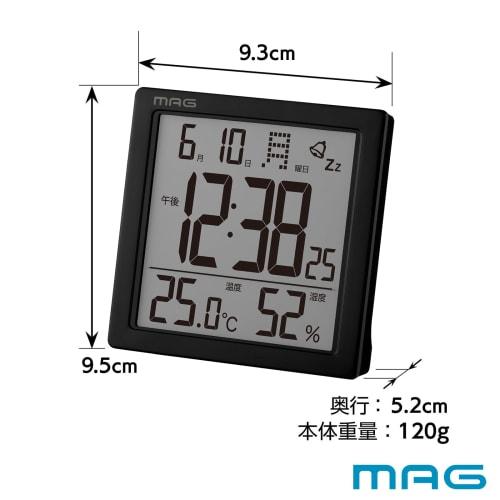 MAG Cassini AT-726 BK-Z Digital Alarm Clock with Thermometer, Hygrometer, Calendar, Electronic Sound, Alarm, Snooze Function, and Light, Black, by Noa