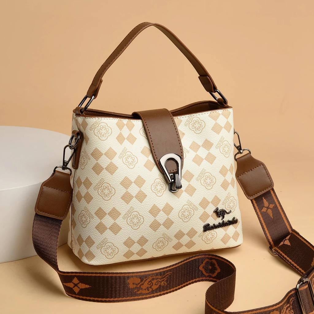 Herbst neue Umhängetasche mit großem Fassungsvermögen für Damen mit interner Reißverschlusstasche luxuriöses klassisches Vintage-Design Reisetasche