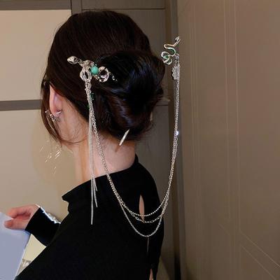 Delicate Snake-shaped Hairpin Chinese Style Hair Stick Alloy Hair Pin Sticks Chignon Pins for Hair Styling Accessories