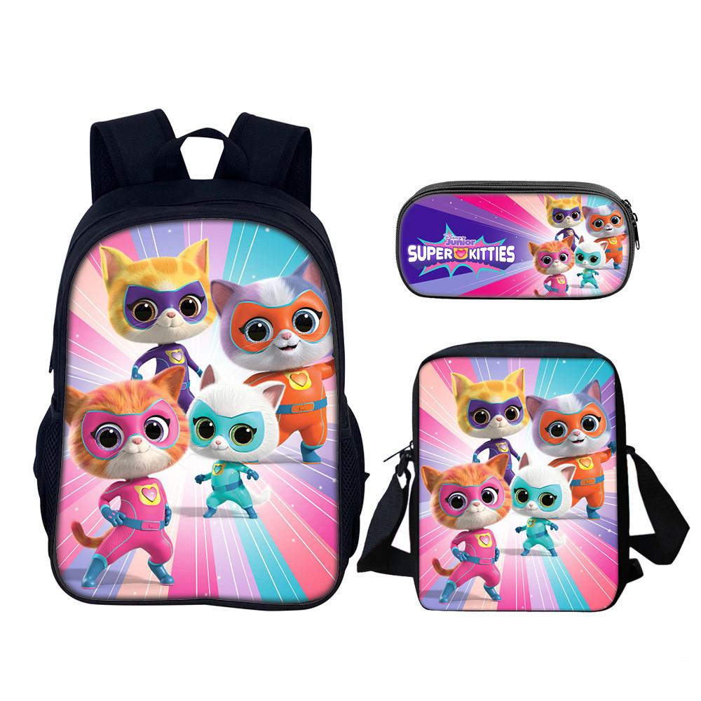 Superkitties School Backpack Set With Nylon Material For Elementary Students