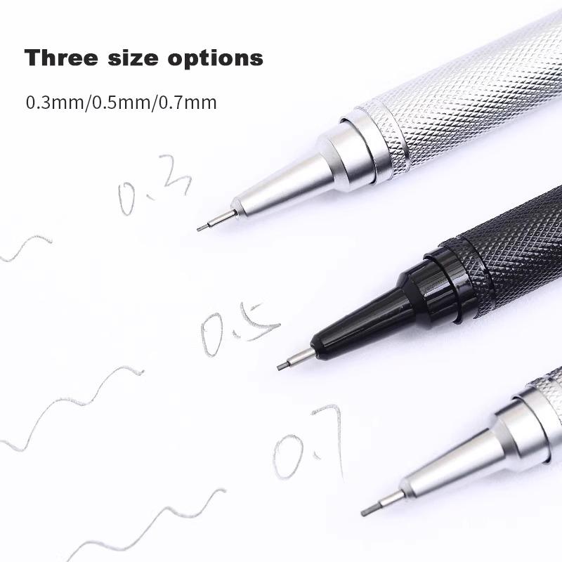 0.3 0.5 0.7 mm Full Metal Mechanical Pencil Low Center of Gravity Retractable Nib Automatic Pencils Art Drawing Sketch Pencil