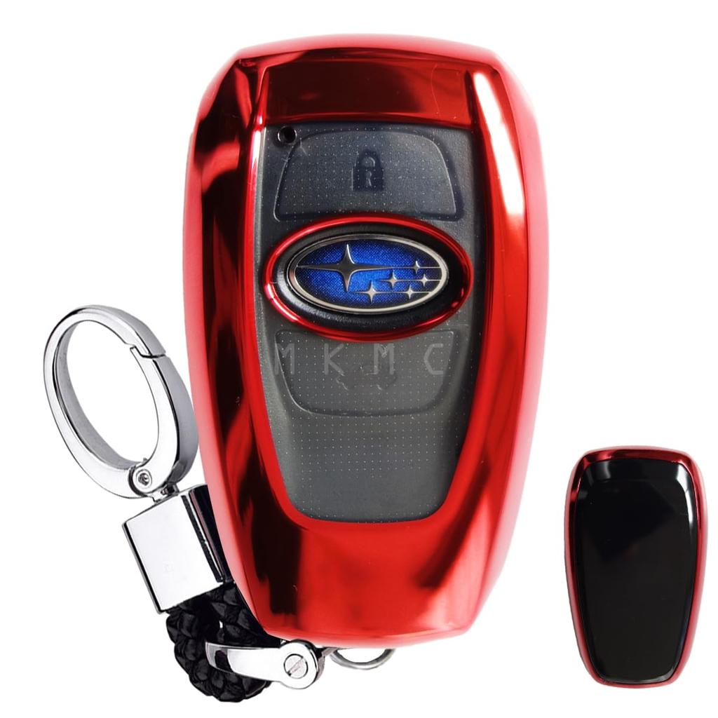MKMC Smart Key Case Cover Subaru Impreza Forester Legacy Crosstrek Wrx Accessories Custom Parts, Red